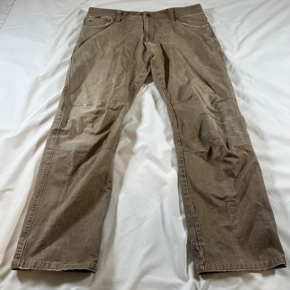 Kuhl Crag Series Mens 40x32 Brown Canvas Outdoor Hiking Work Pants Distressed